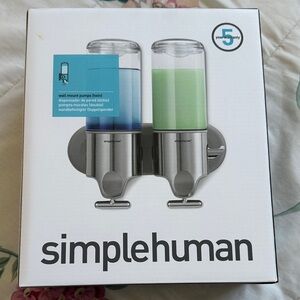 Simplehuman Dual Dispenser in Silver with Blue and Green